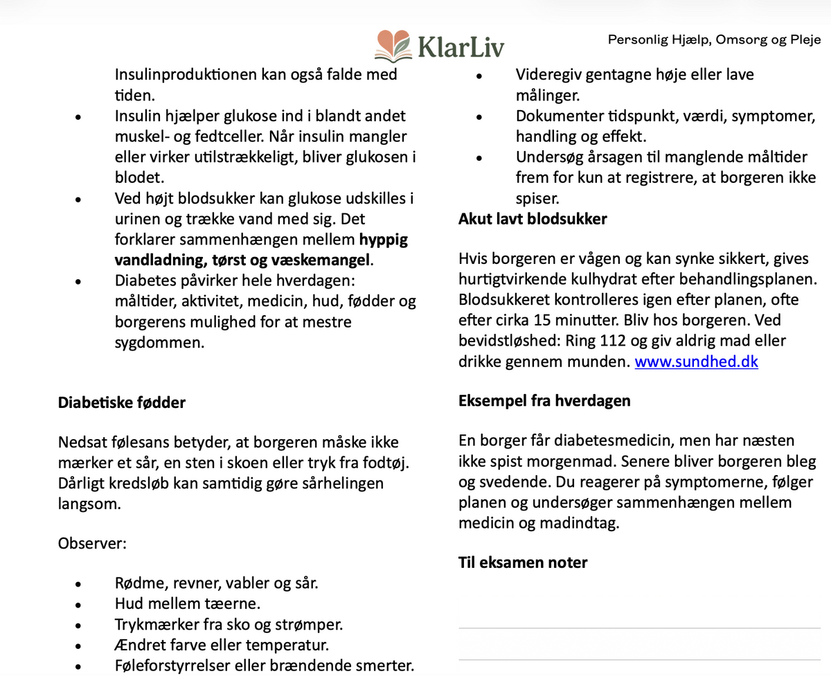 Eksamensklar – Refleksionsnoter til personlig hjælp, omsorg og pleje